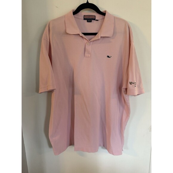 Vineyard Vines Polo Shirt Men XL White Pink Print Performance Short Sleeve Logo - Picture 3 of 5